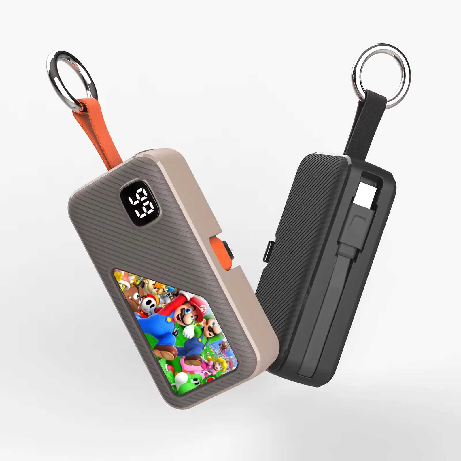 Mini Power Bank Porte-Clés 5000mAh — Connecteur Intégré USB C, Écran LED & Ultra Compact