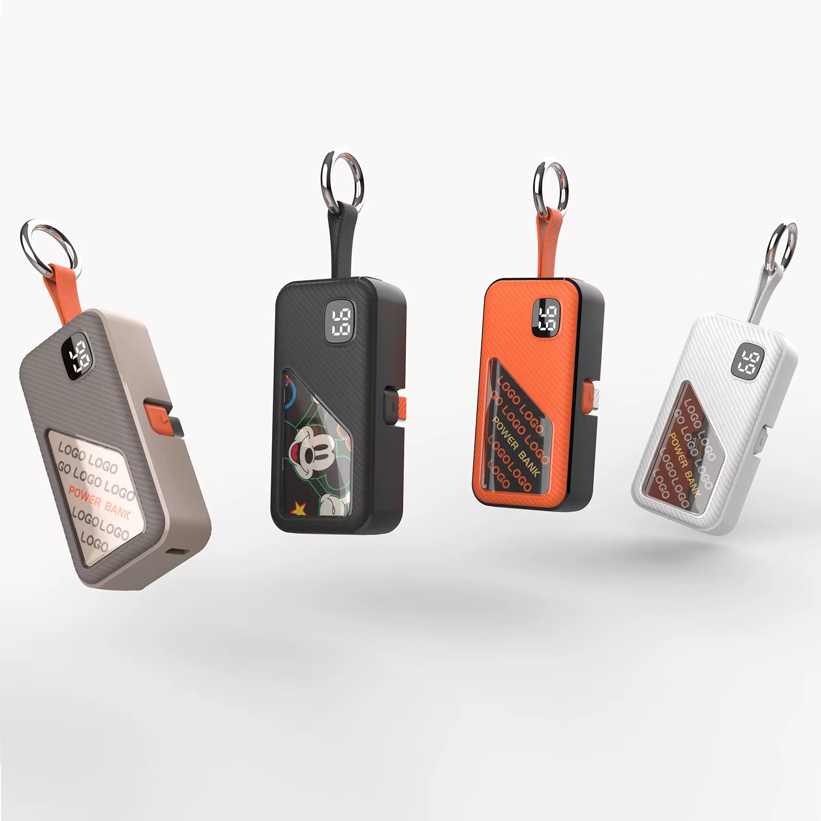 Mini Power Bank Porte-Clés 5000mAh — Connecteur Intégré USB C, Écran LED & Ultra Compact