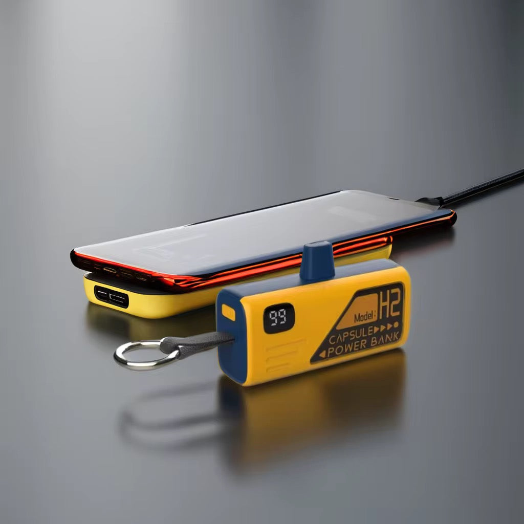 Mini Power Bank Porte-Clés 5000mAh — Connecteur Lightning Intégré, Écran LED & Ultra Compact