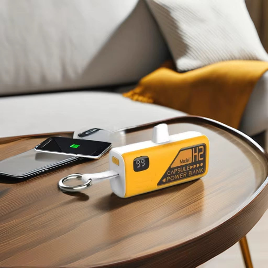Mini Power Bank Porte-Clés 5000mAh — Connecteur Lightning Intégré, Écran LED & Ultra Compact