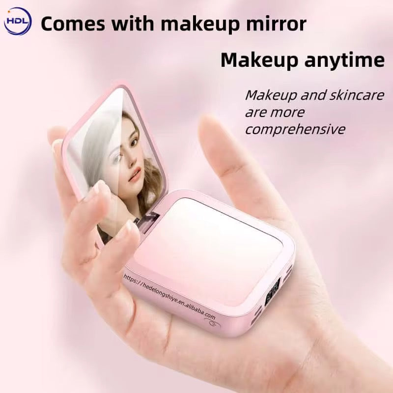 Batterie Externe Miroir 10 000 mAh — Compacte, Élégante & Multi-Câbles